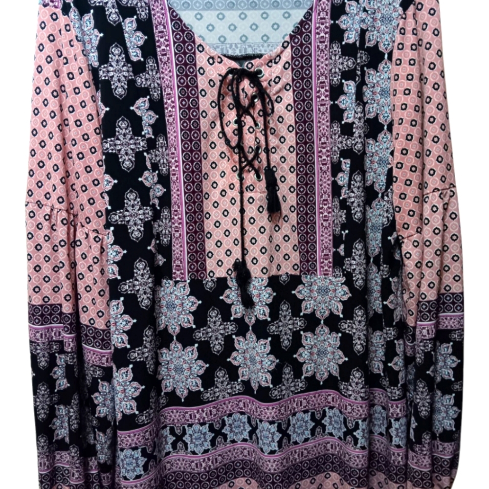 Bohemian Black and Pink Women's Top